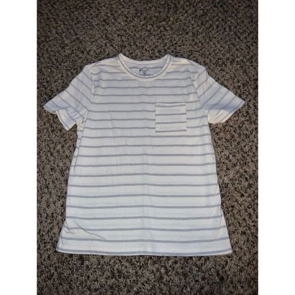 Member's‎ Mark white with gray strip short sleeve shirt size 6/7